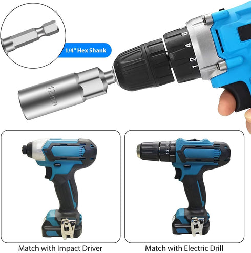 3Pcs Power Wing Nut Driver Set, SUNJOYCO 1/4" Hex Shank Slot Wing Nuts Bolt Driver Hook Drill Bit Socket Wrenches