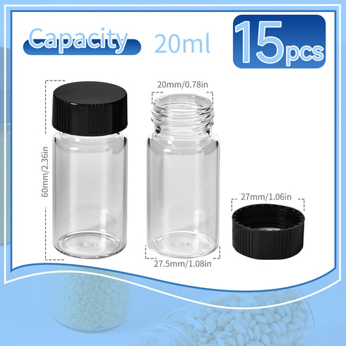 15 PCS 5 Dram Glass Vials, 20ml Borosilicate Glass Empty Vials with Caps, Leak-Proof