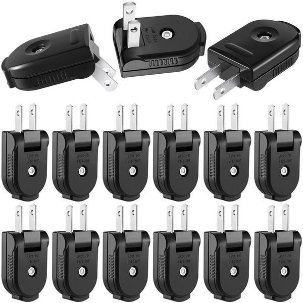 15 Pcs 2 Prong Replacement Plug, 125V 15A Male Power Plug for Small Appliances (Black)