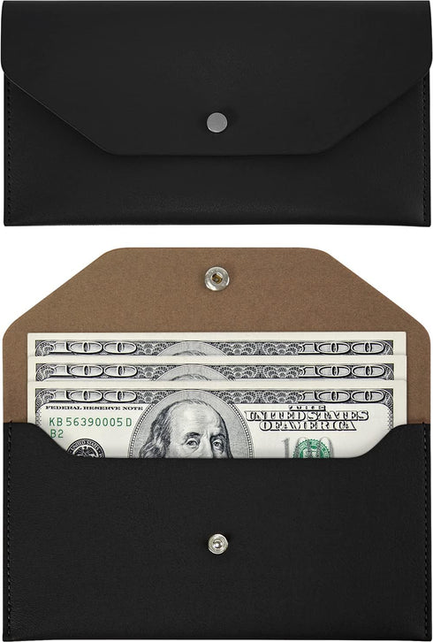 Carrotez Money Envelopes for Cash (PU Leather), Reusable Cash Envelope Wallet for Travel and Budgeting, 1 ea, No Letter