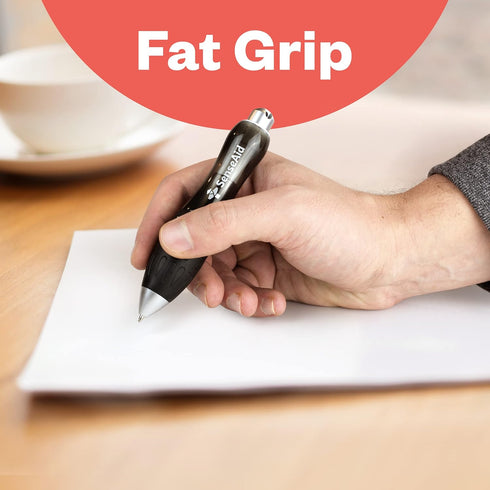 Fat Heavy Weighted Pens | Set of Two Super Big Pens with TWO BONUS INK REFILLS for Arthritis Aid