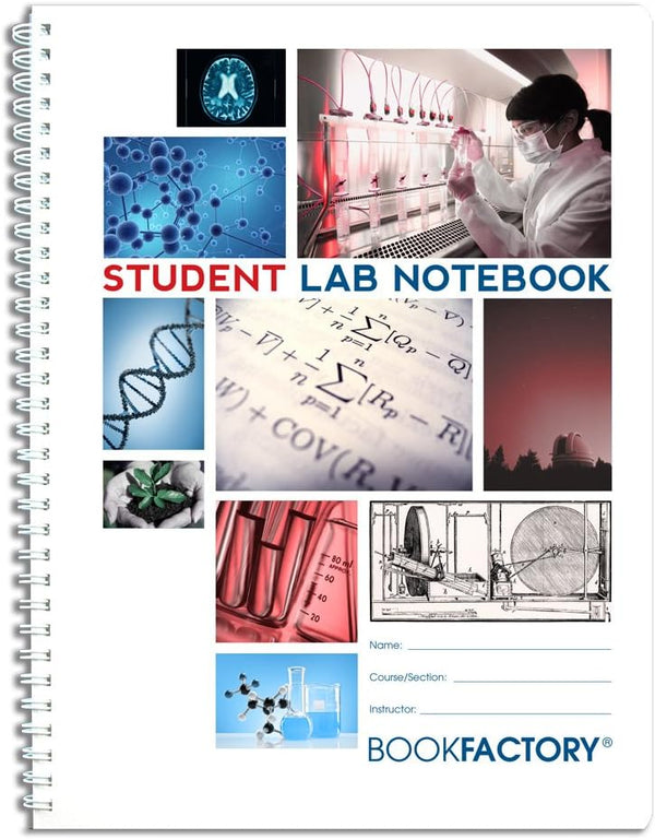 BookFactory Student Lab Notebook, 50 Pages, 8.5" x 11", Scientific Grid Pages, Wire-O Binding