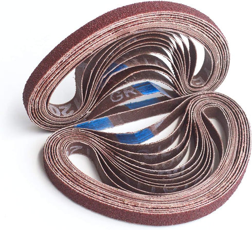 3/8 x 13 Inch Aluminum Oxide Sanding Belts, 24-Pack Assorted Grits for Air Belt Sander, 4 Each of 40/60/80/120/180/240