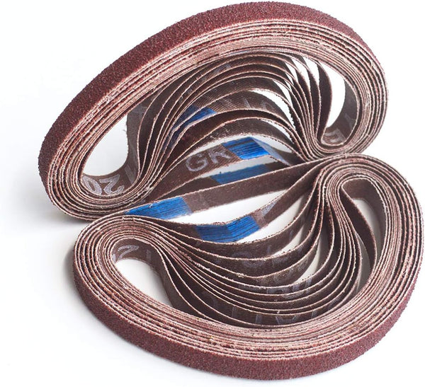 3/8 x 13 Inch Aluminum Oxide Sanding Belts, 24-Pack Assorted Grits for Air Belt Sander, 4 Each of 40/60/80/120/180/240