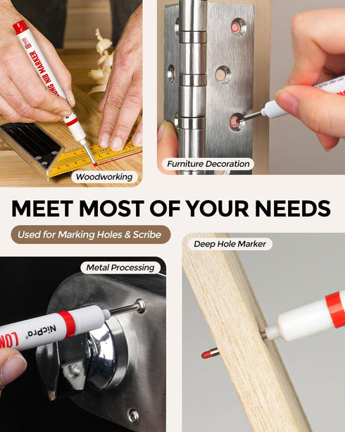 8 20mm (4 Nicpro PCS Long Nib Marker Pens, Deep Hole Marker, Quick Dry & Waterproof Construction Markers, Long Head