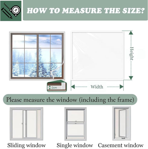 VOLLENC 180x180cm Window Insulation Kit White Weatherproofing Window Insulation Kits Large Window Insulation Kit