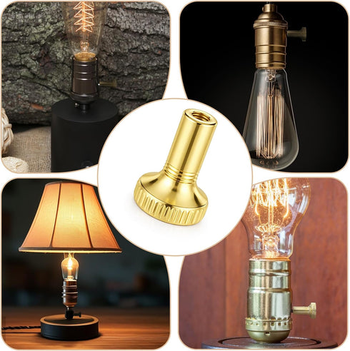 Aeaocvo 4 Pack Gold Lamp Switch Replacement, Lamp Turn On/Off Switch Knobs Replacement, Standard Size Twist Switches