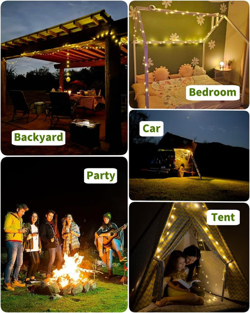 39.4 4 1 8 Solar Camping String Lights, FT Fairy String Light, in Portable Waterproof Camp LED Lamp with Lighting