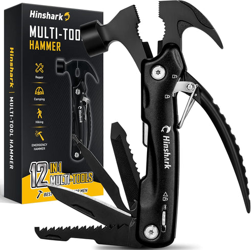 Hinshark Gifts for Men - Hammer Multitool Camping Accessories, Unique Birthday Gifts for Him, Dad, Boyfriend