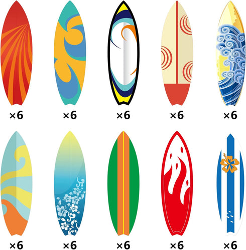 Outus 60 Summer 10 Pcs Surfboard Cutouts Bulletin Board Decorations Surfboard Wall Decor for School Surf Party Finger