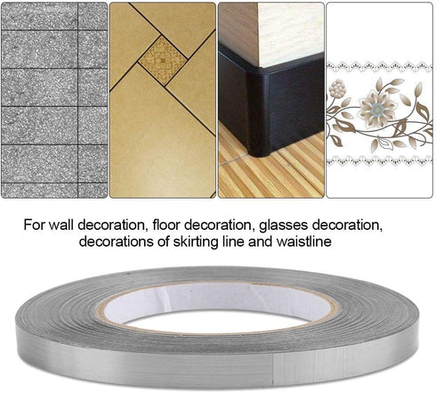 Floor Sealing Caulk Strip, Golden Line Border Sticker - Gold/Silver Foil Self Adhesive Tile Stickers Tape