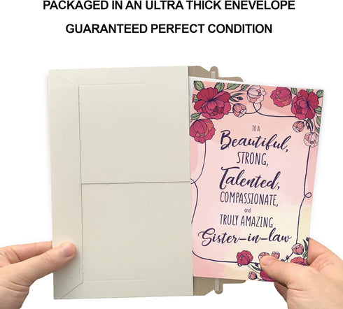 Prime Greetings Birthday Card for Sister In Law, Eco-Friendly, Thick Card Stock with Premium Envelope, 5in x 7.75in