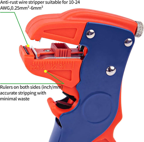 BOENFU Automatic Wire Stripper and Cutter, 2 in 1 Heavy Duty Wire Stripping Tool Adjustable Eagle Nose Wire Stripper for Electronic and Automotive Repair (7-Inch) by BOENFU