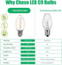Meconard C9 LED Replacement Christmas Light Bulb, 25 Pack, Shatterproof, E17 Base, Commercial Grade, Warm White