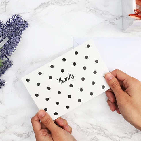 4x6 144-Pack, 6 Juvale Thank You Cards with Envelopes - In, Assorted Polka Dot & Stripe Designs - Bulk Blank Thank You