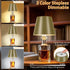 3 Dimmable, 5H 48H Rechargeable Wireless Bottle Lamp - Color Stepless Metallic Gold Lampshade, Bright Light or Soft