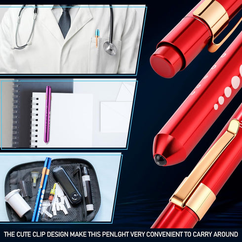 Geiserailie 8 Set 2026 Nurse Graduation Gift Pen Lights LED Reusable Medical Pen Light with Pupil Gauge Diagnostic