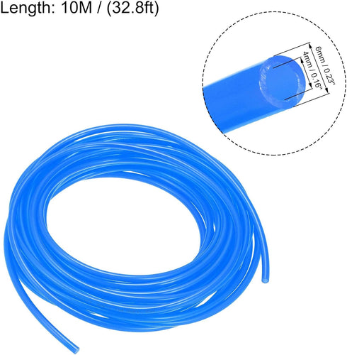 uxcell Pneumatic Air Hose Tubing Air Compressor Tube 4mm(5/32'') ID x 6mm(1/4'') OD x 10m/32.8Ft Pipe Blue with 2 Type Connect Fittings by uxcell