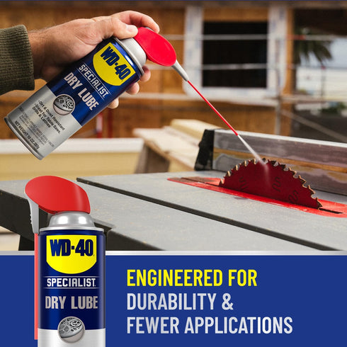 WD-40 10 Oz., Pack Specialist Dry Lube with Smart Straw, Lubricant for Corrosion Protection on Table Saws, Drills