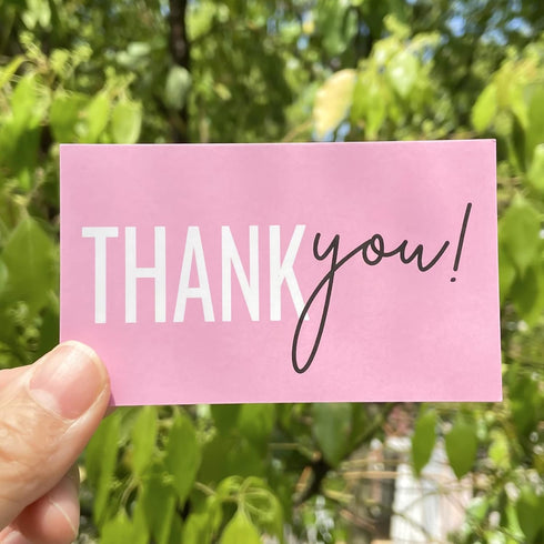 RXBC2011 2x3.5 Inch Pack 100 Thank You for your support Cards Handwritten Lettering Design Thank you small business