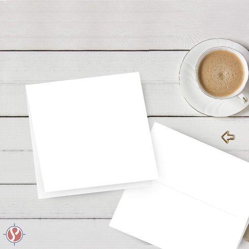 Set 5.25 5.25 Inch 5.5 5.5 25 Sets Pack Square Greeting Cards - White Blank Half Fold Cards with Envelopes Great