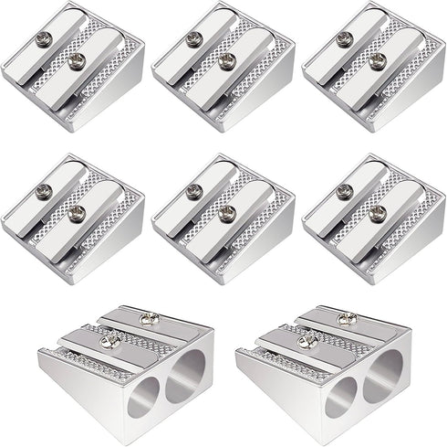 Darlingao 8 Pcs Metal Handheld Manual Pencil Sharpeners with Double Holes, Manual Pencil