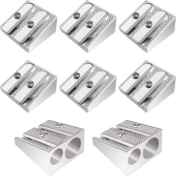 Darlingao 8 Pcs Metal Handheld Manual Pencil Sharpeners with Double Holes, Manual Pencil