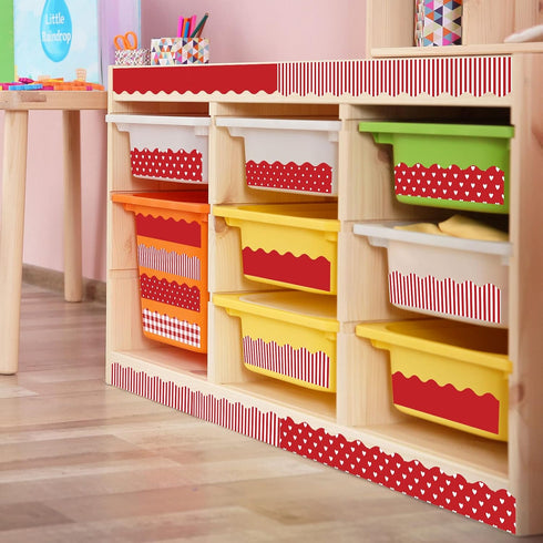 Whaline 69 Feet Valentine's Day Bulletin Board Borders, 60 Pieces in 5 Styles, Heart Plaid Spot Stripe for Decoration