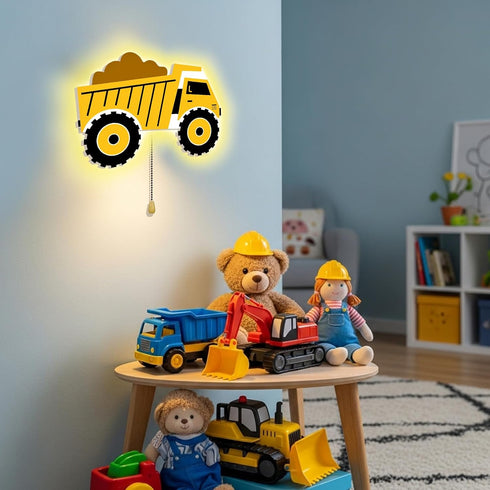 Aurelema Construction Themed Night Light Wall Lamp Sleeping Nursery Lighting Cute Floating Battery Operated Hanging