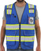 Reflective Safety Vest, Blue Mesh, High Visibility with Pockets and Zipper, Padded Neck, Blue with Yellow Trim