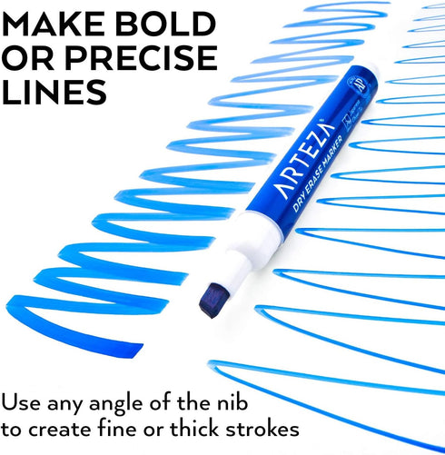 Pack 36 ARTEZA Dry Erase Markers, Bulk of Blue Whiteboard Markers with Chisel Tip, Low-Odor, Quick-Drying Ink