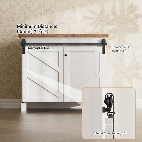 FLYVLIEG 3FT 2 Upgraded Mini Folding Sliding Barn Door Hardware Kit for Doors,Easy Install,Small Cabinet Barn Door