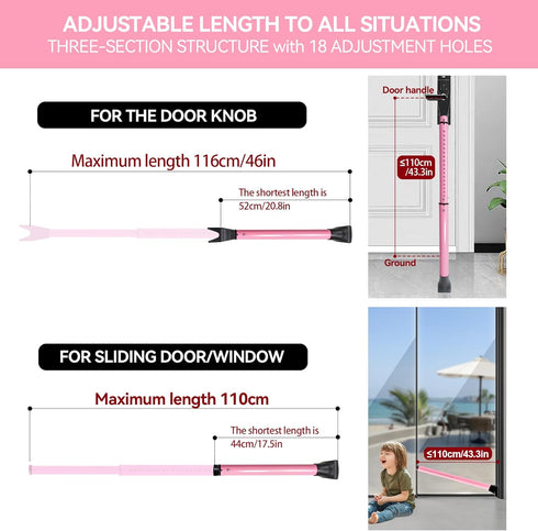 Jammer (1 Pack,Pink) AceMining Upgraded Door Security Bar & Sliding Patio Bar, Heavy Duty Stoppers Adjustable for Home