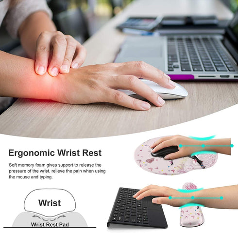Keyboard Wrist Rest and Mouse Pad with Wrist Support, Ergonomic Memory Foam Set for Gaming and Office Use