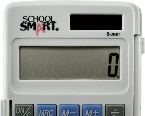 School Smart 8-Digit LCD Dual Power Pocket Calculator, 2-7/8 x 3/8 x 4-5/8 Inches