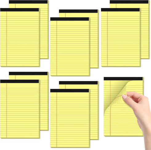 Small Legal Pads, 5x8 Yellow, 10 Pack, College Ruled, 30 Sheets/Pad