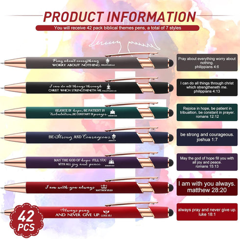 Fumete 42 Pcs Bible Verse Ballpoint Pens, Christian Stylus Pens with Inspirational Quotes, Bulk Gift