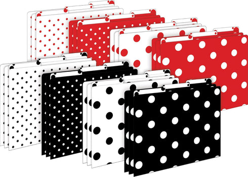 Barker Creek Dots File Folders, Set of 24, Multi-Design, Letter Size, 1/3 Cut Tabs for Home, School, Office