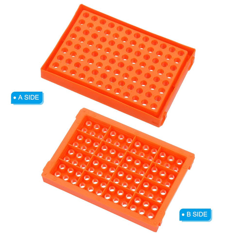 PATIKIL 96 Wells PCR Tube Rack, 4pcs Waterproof Tubes Filling Tray, Centrifuge Tube Holder for 0.2ml Test Strips Tubes,