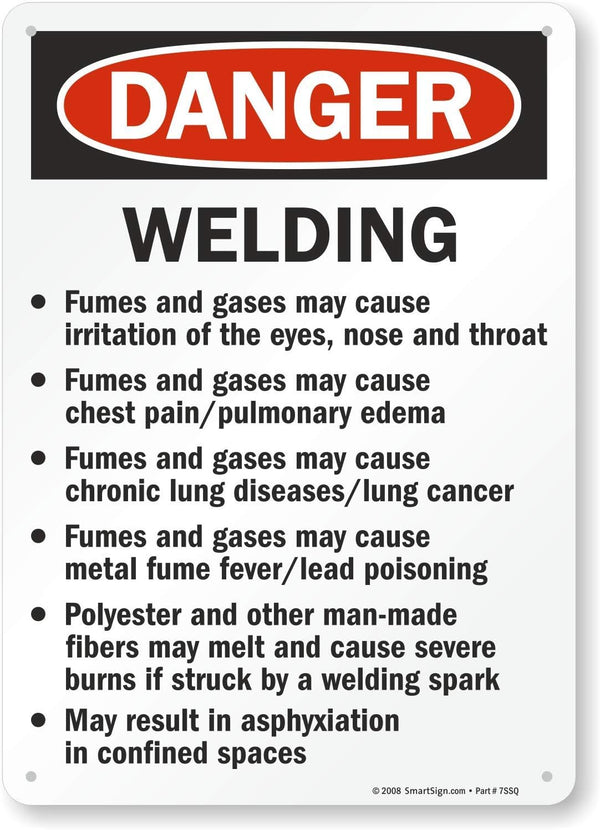 SmartSign "Danger - Welding Safety Instruction" Sign, 10" x 14" Plastic