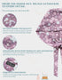Pink Series Florals Double-Sided Printed Scrub Caps for Women with Buttons, Adjustable Helps Reduce Static Buildup