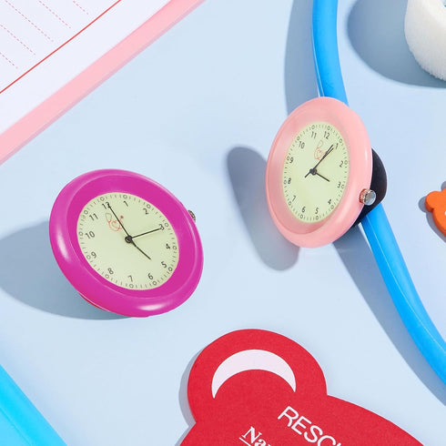 Dansydaisy 2 Pcs Glow in The Dark Stethoscope Watch Nurse Week Gift Clip on Pocket Watch with Second Hand CNA