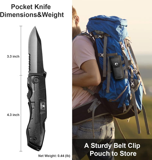 Multitool Pocket Pliers with Folding Knife, Stainless Steel Survival Camping Knife, Durable Sheath, Gifts for Men