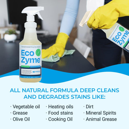 32 oz KINZUA ENVIRONMENTAL Eco-Zyme, Enzyme Cleaner Concentrate with Professional Strength, Multipurpose Cleaner