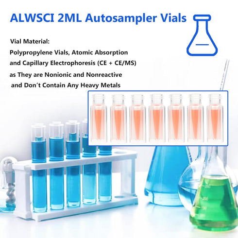 2ML Polypropylene Vials - 9mm Short Thread Vial with Micro Volume 300µL, Blue Screw Cap with Hole, Pack of 100