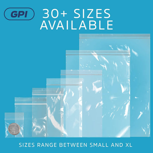 GPI Clear Plastic Reclosable ZIP Poly Bags, Case of 100, 2-mil Thick, 2 Inch x 3 Inch for Travel, Storage, Shipping