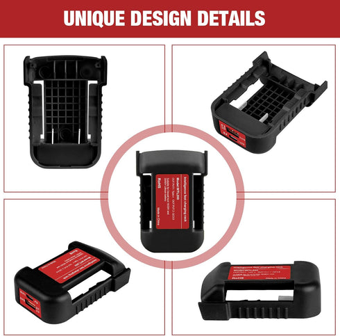 2 Pack USB Charger Adapter for Dewalt 20V Li-ion Battery with USB Output & Type-C Fast Charging