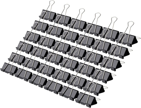 Medium Binder Clips and Paper Clips, 36 Pcs, 1.25 Inch Black Metal for Office, Home, School