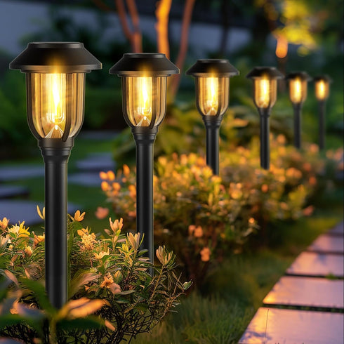 ILANCK Solar Pathway Lights Outdoor,12 Pack Solar Lights Outdoor Waterproof, Warm White
