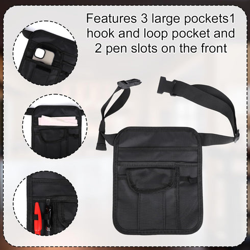 Penitue Server Pouch, Black Oxford Cloth Server Waist Pouch with Belt Versatile Serving Waist Apron Bag Adjustable